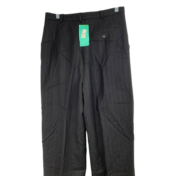 VTG Lauren Ralph Lauren Black Pinstripe Wool Trousers Womens Size 10 RN10216 - Picture 5 of 10